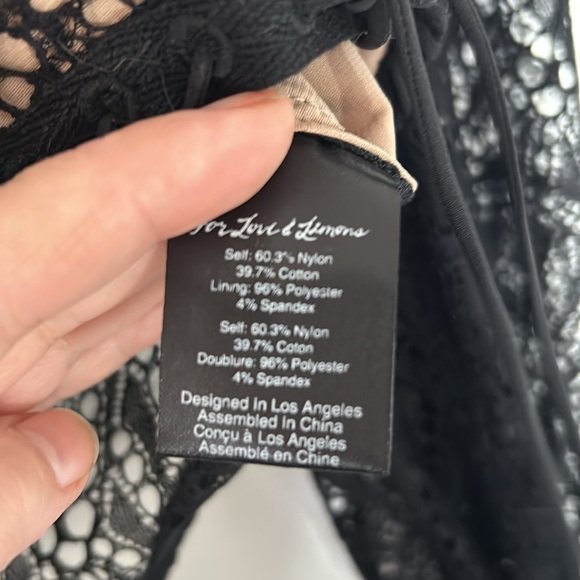 FOR LOVE OR LEMONS - lace pattern square neckline crop top black beige LARGE - Picture 8 of 11